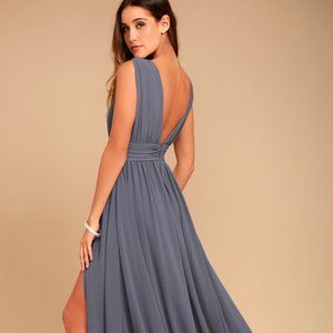 Lulu's Heavenly Hues Denim Blue Maxi Dress